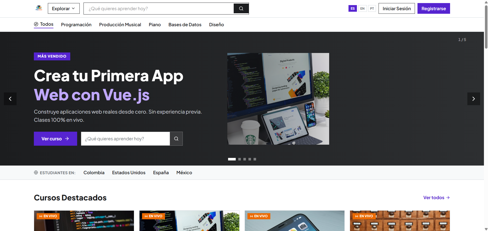 MatuCourse — Plataforma LMS MatuByte Captura de MatuCourse, LMS de MatuByte para crear y vender cursos en línea