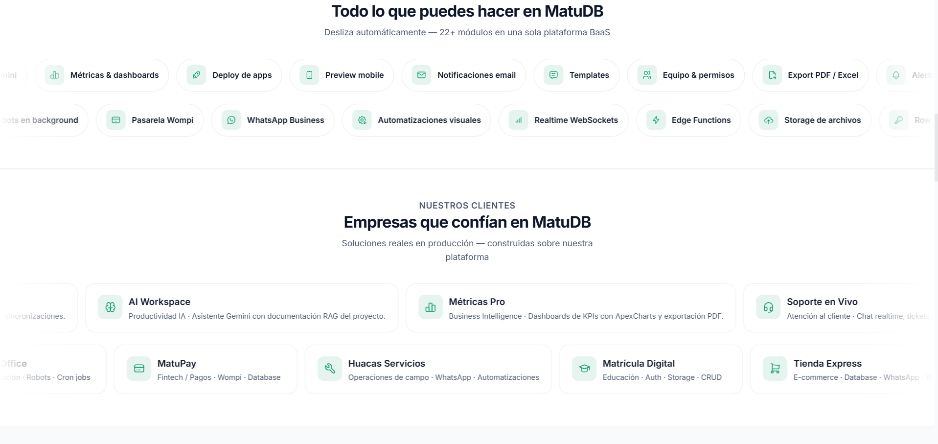Vista de tablas y endpoints en MatuDB compatible con Supabase